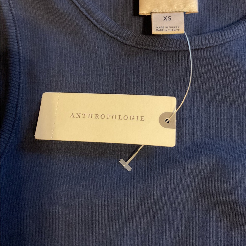 Maeve Anthropologie Bubble Peplum Navy Ink Stretch Tank Top Sleeveless XS NWT - Picture 8 of 13